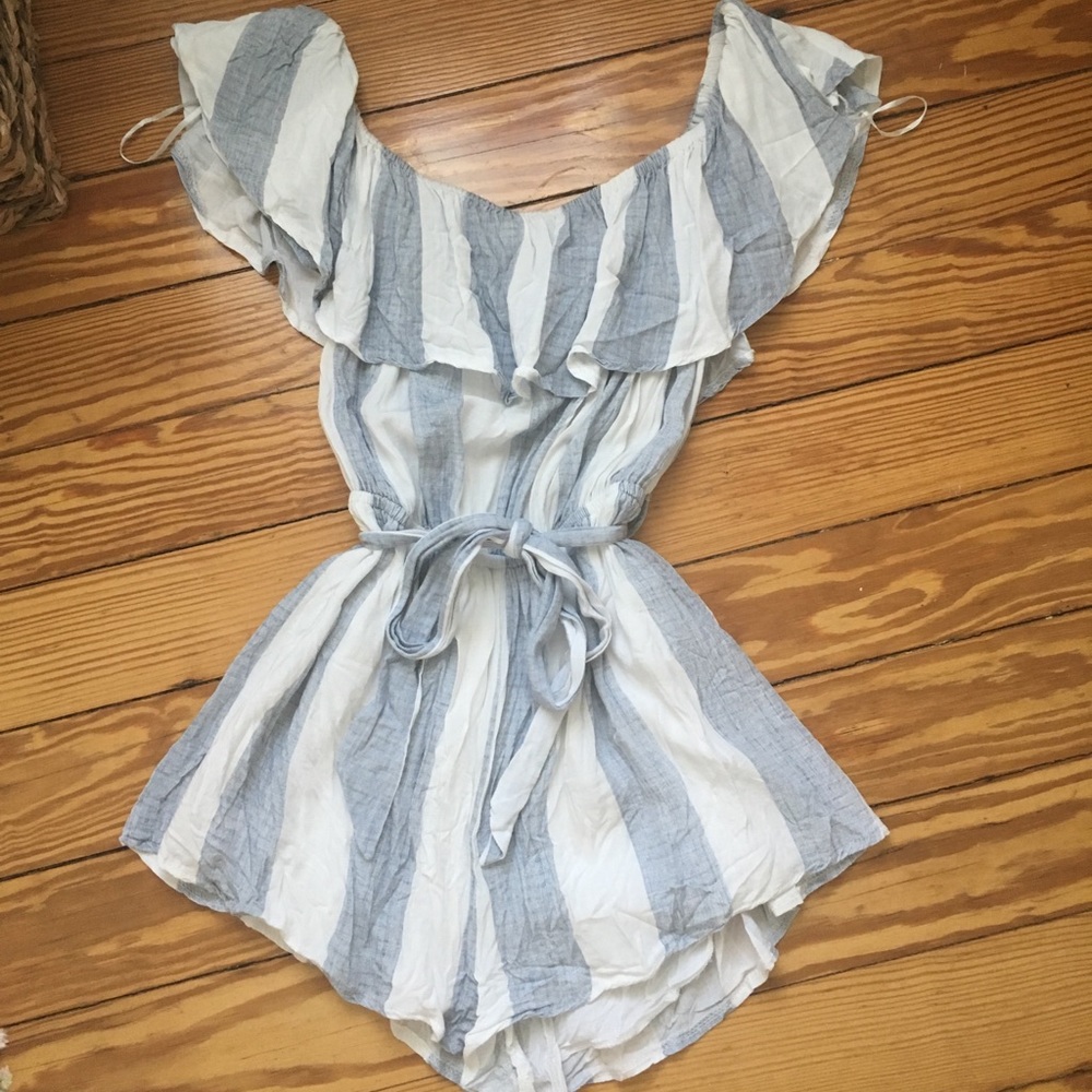 LF blue and white romper